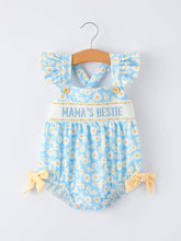 Load image into Gallery viewer, "MAMA'S BESTIE "Daisy Smocked Baby Girl Romper