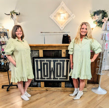 Load image into Gallery viewer, Green Striped Button Down Shirt Dress