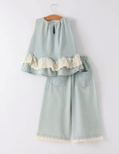 Load image into Gallery viewer, Girls Denim Lace Set
