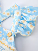 Load image into Gallery viewer, "MAMA'S BESTIE "Daisy Smocked Baby Girl Romper
