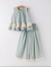 Load image into Gallery viewer, Girls Denim Lace Set
