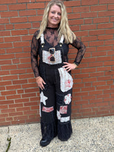 Load image into Gallery viewer, Black Daisy Stitched Overalls
