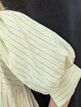 Load image into Gallery viewer, Green Striped Button Down Shirt Dress
