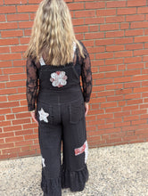 Load image into Gallery viewer, Black Daisy Stitched Overalls
