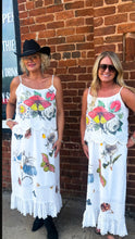 Load image into Gallery viewer, Butterfly Flower Print Eyelet Tank Dress

