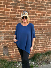 Load image into Gallery viewer, Curvy Navy Crochet Top
