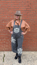 Load image into Gallery viewer, Striped Denim Crochet Overall
