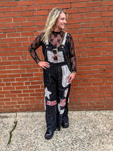 Load image into Gallery viewer, Black Daisy Stitched Overalls
