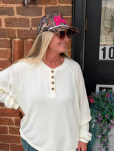 Load image into Gallery viewer, Waffle Knit Henley CREAM
